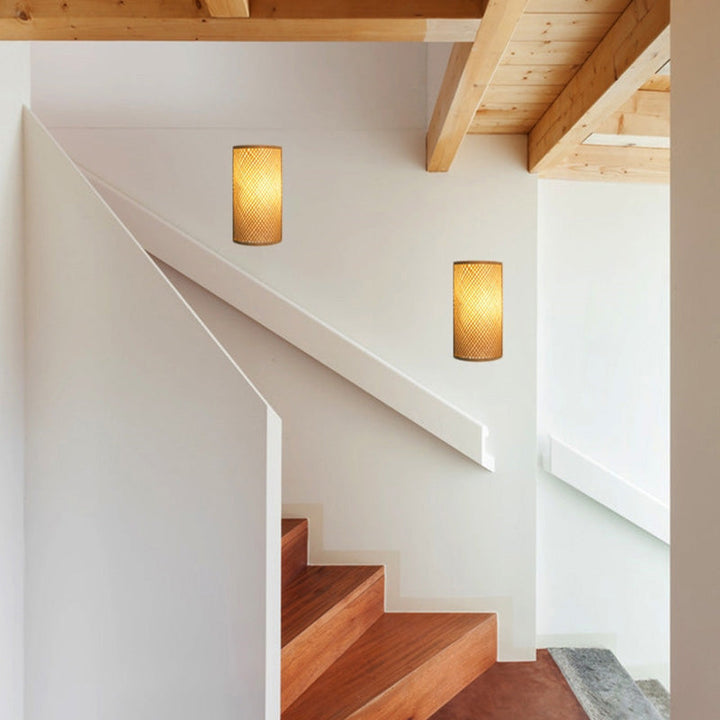 Traditional Cylinder Bamboo 2-Light Wall Sconce