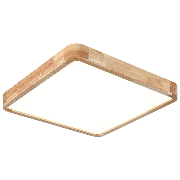 Minimalist Square Solid Wood LED Flush Mount Ceiling 2
