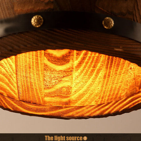 Traditional Round Wood Pendant Light