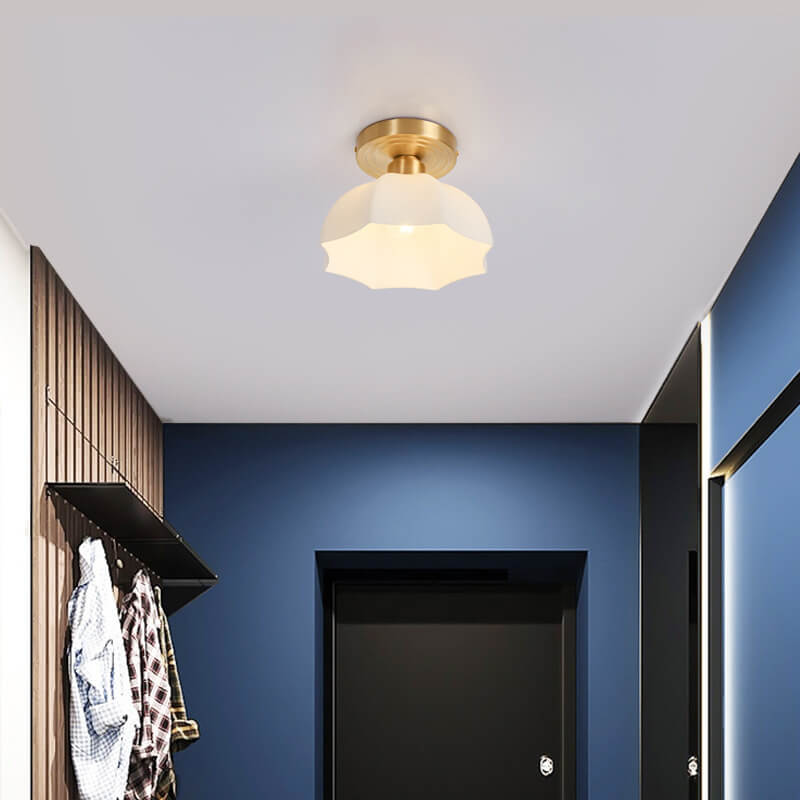 Japanese Vintage Dome Brass Semi-Flush Ceiling Light