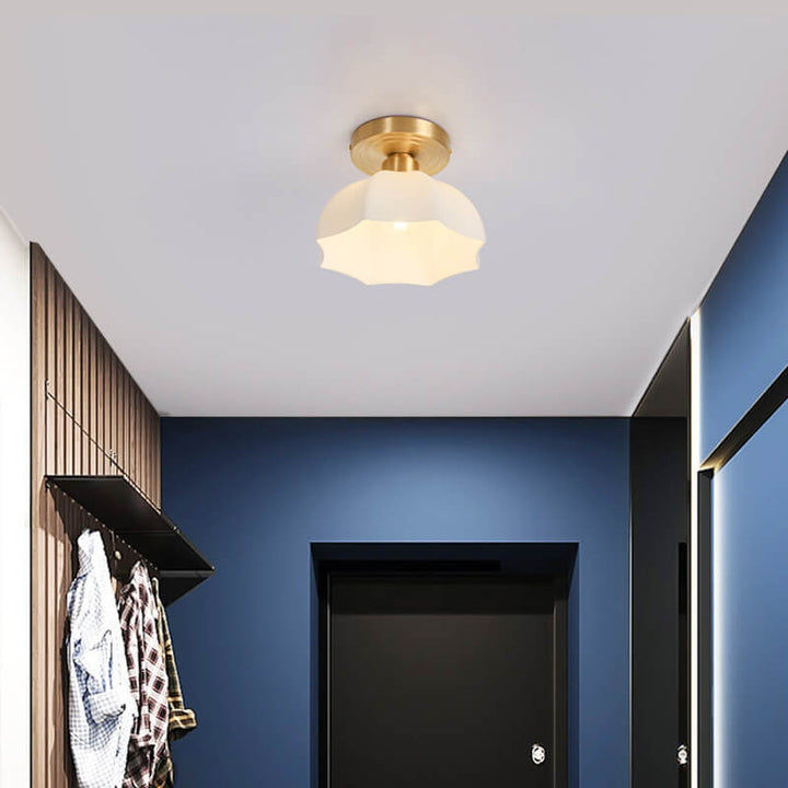 Japanese Vintage Dome Brass Semi-Flush Ceiling Light