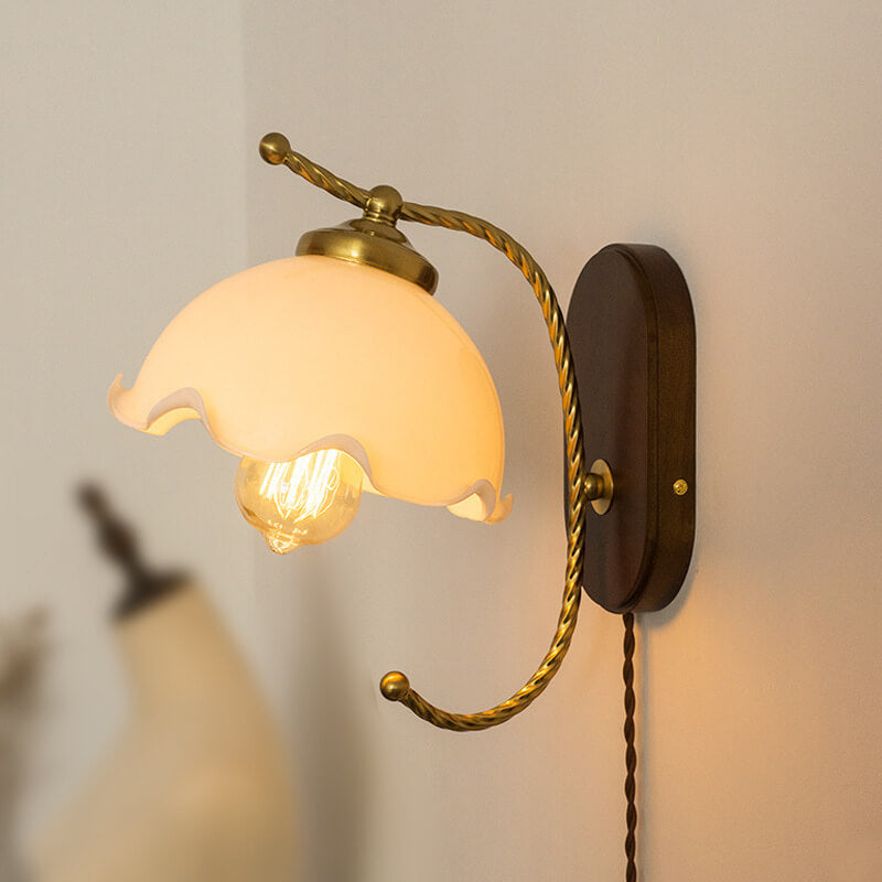 French Vintage Glass Wall Sconce