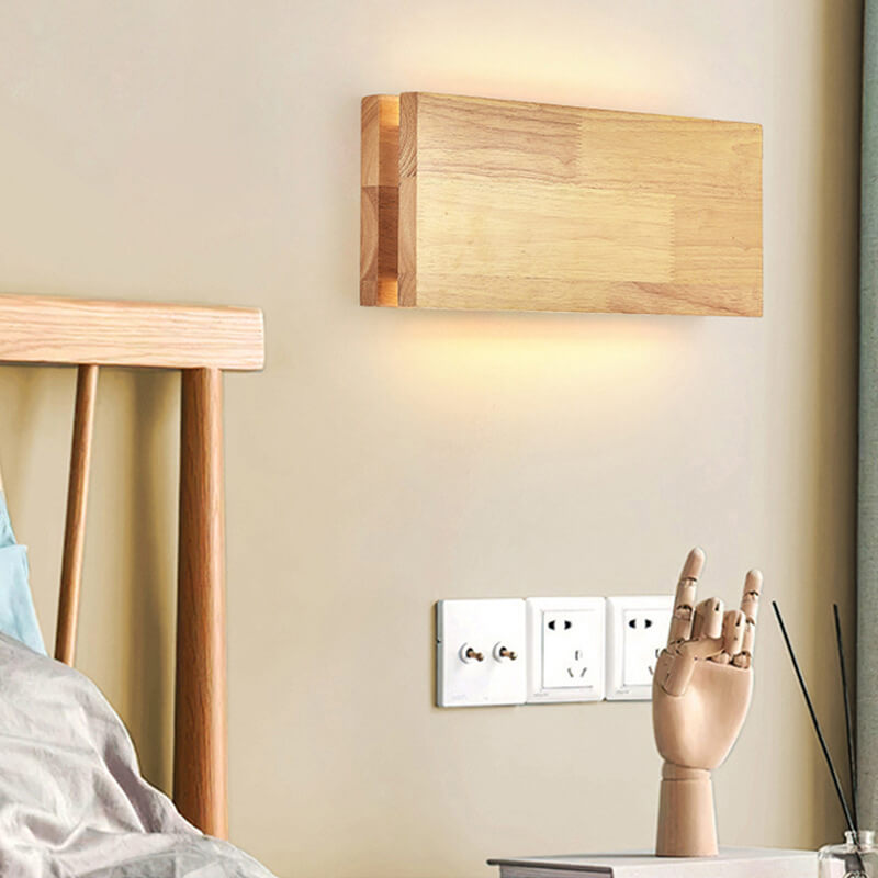 Wabi-Sabi Rectangular Wood LED Wall Sconce