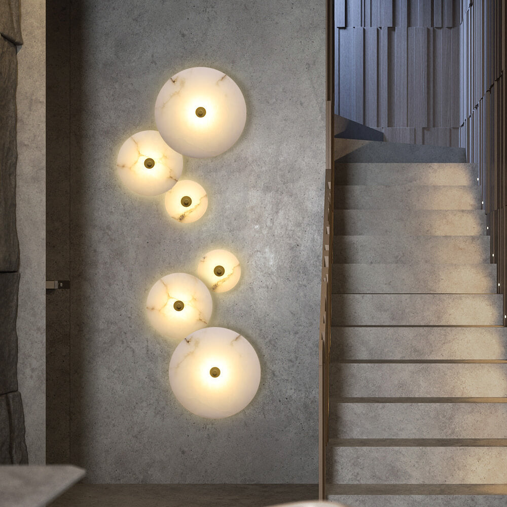 Contemporary Round Marble LED Wall Sconce