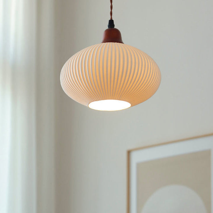Traditional Round Solid Wood Pendant Light