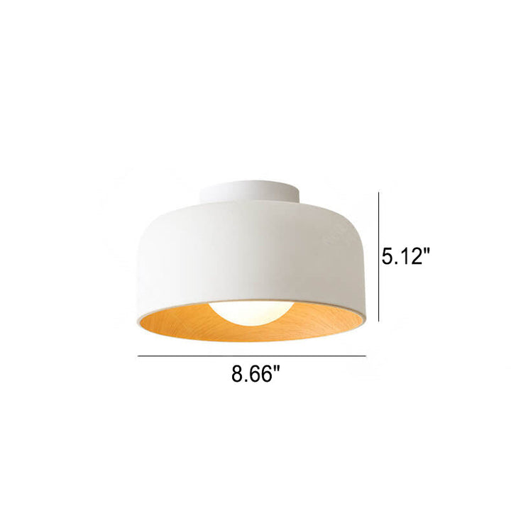 Minimalist Dome Wood Semi-Flush Ceiling Light