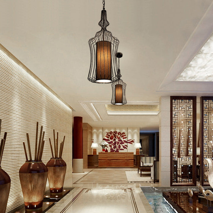Industrial Contemporary Fabric Pendant Light