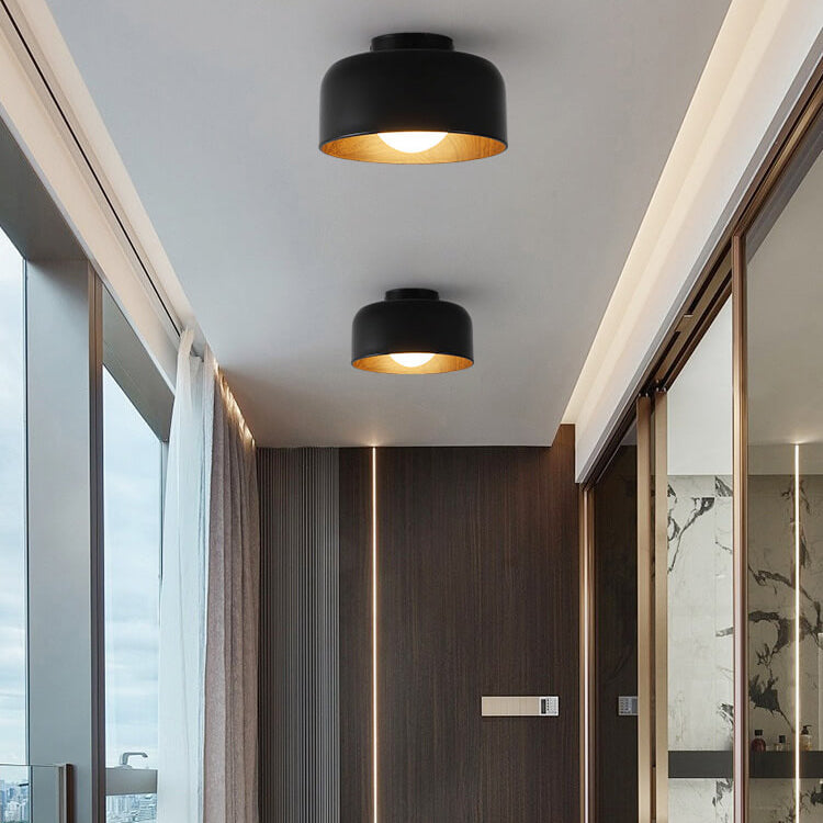 Minimalist Dome Wood Semi-Flush Ceiling Light
