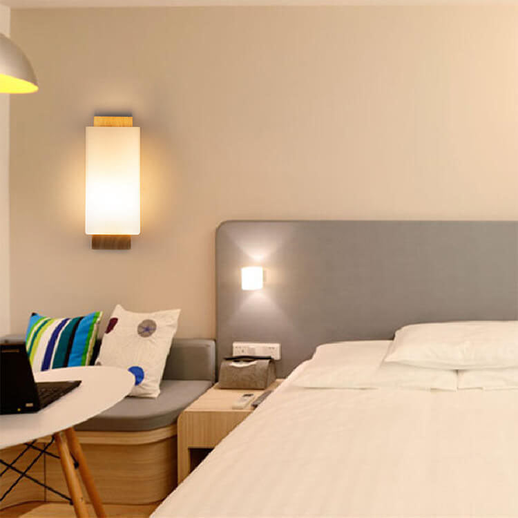 Minimalist Square Solid Wood Wall Sconce