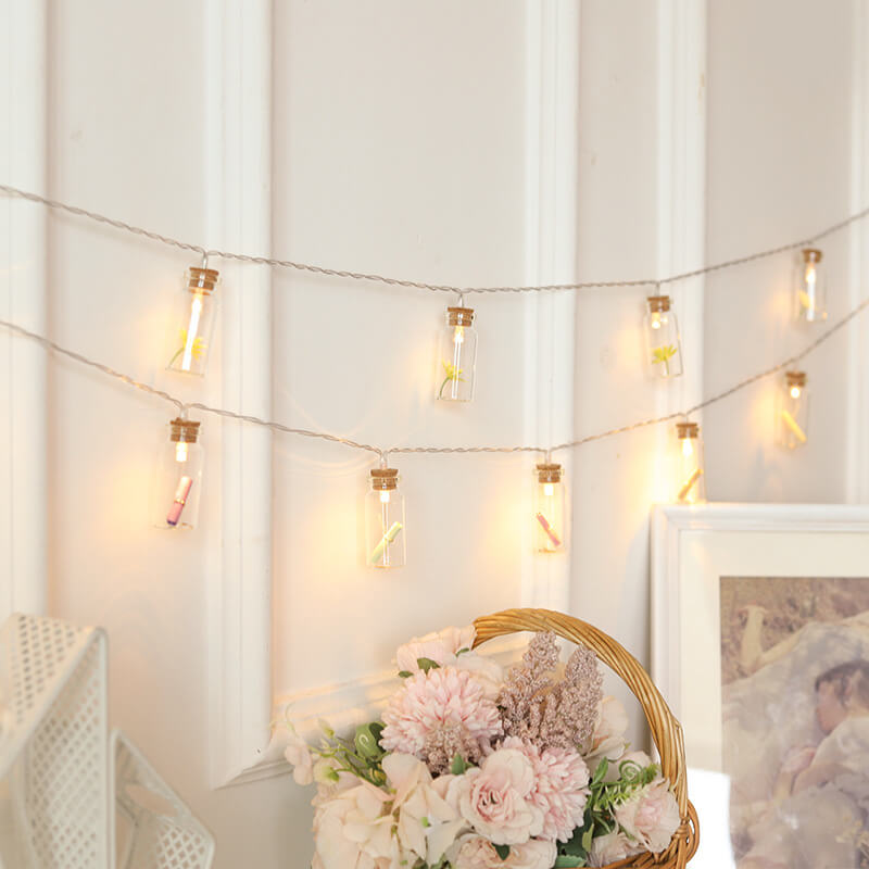 Wishing Bottle Tree Snow String Lights