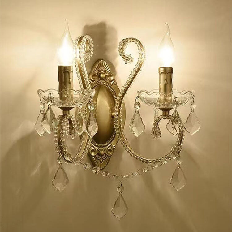 European Vintage Crystal 2-Light Wall Sconce