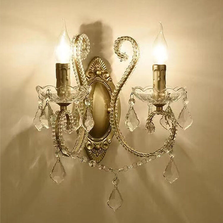 European Vintage Crystal 2-Light Wall Sconce
