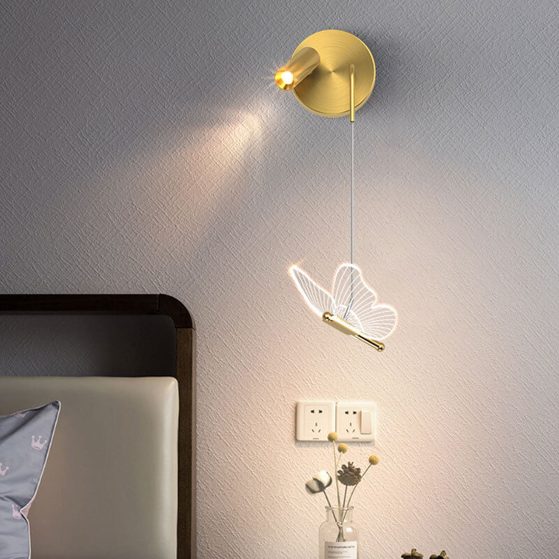 Contemporary Creative Iron Acrylic Butterfly Spotlight Design LED Wall Sconce Lamp for Living Room
