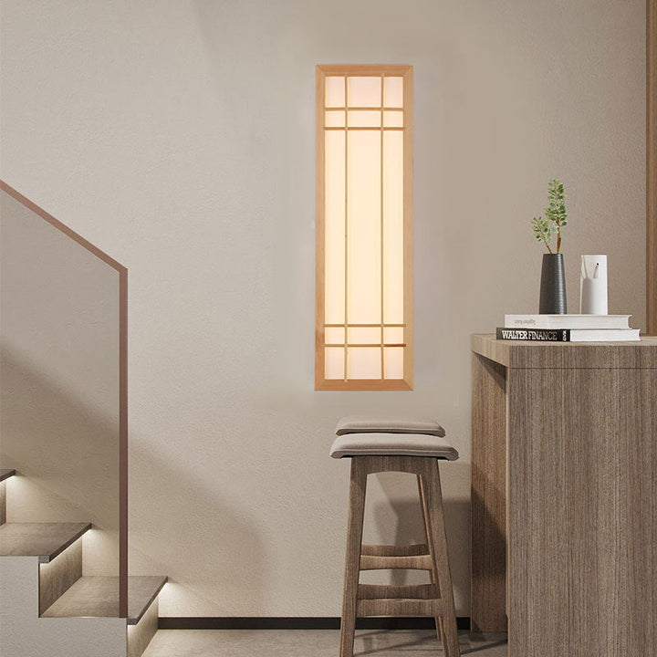 Japanese Traditional Solid Wood LED Wall Sconce