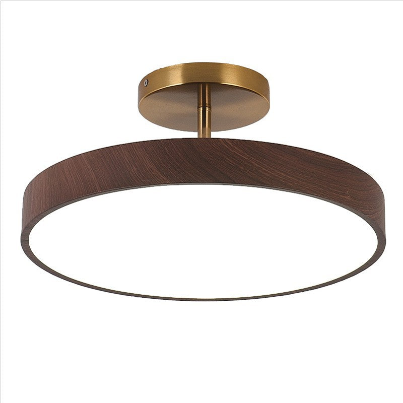 Wabi-Sabi Round Wood LED Semi-Flush Ceiling Light
