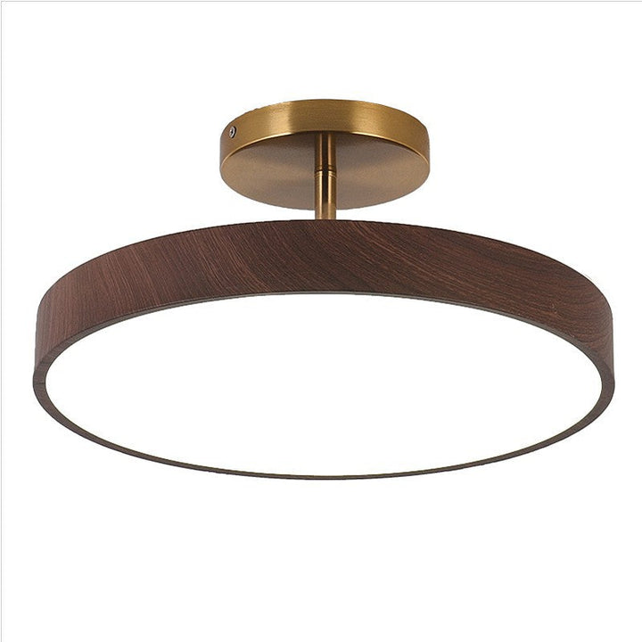 Wabi-Sabi Round Wood LED Semi-Flush Ceiling Light