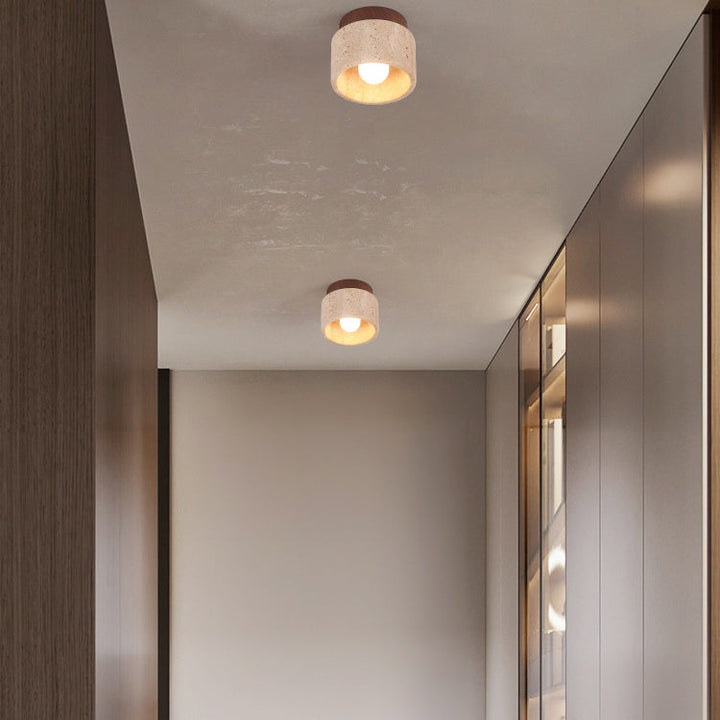 Wabi-Sabi Column Wood Semi-Flush Ceiling Light