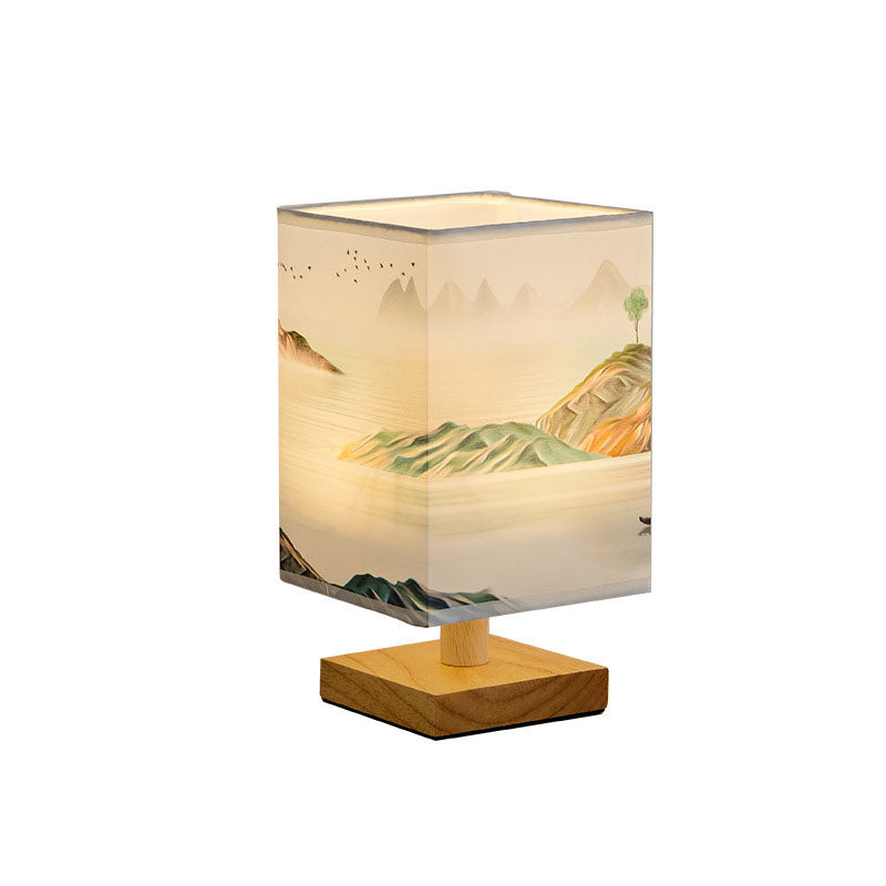 Contemporary Square Fabric LED Table Lamp
