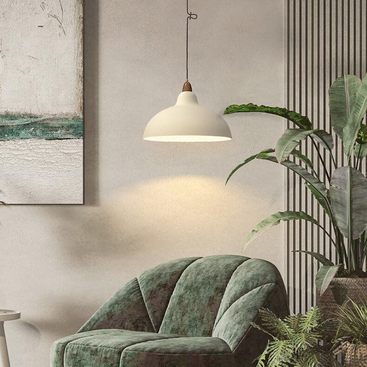 Simple Dome Solid Wood Pendant Light