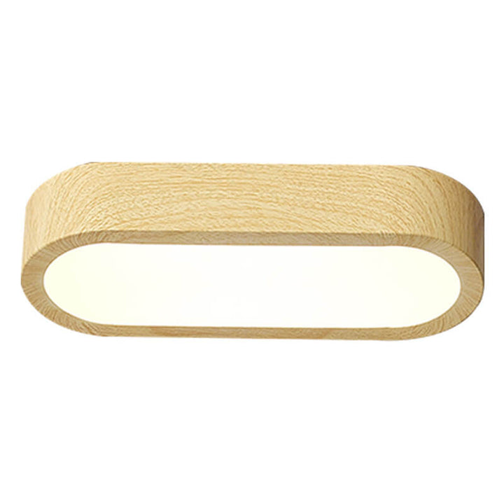 Minimalist Oval Wood LED Flush Mount Ceiling Light