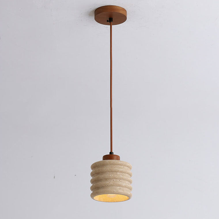 Wabi-Sabi Cylinder Wood Pendant Light
