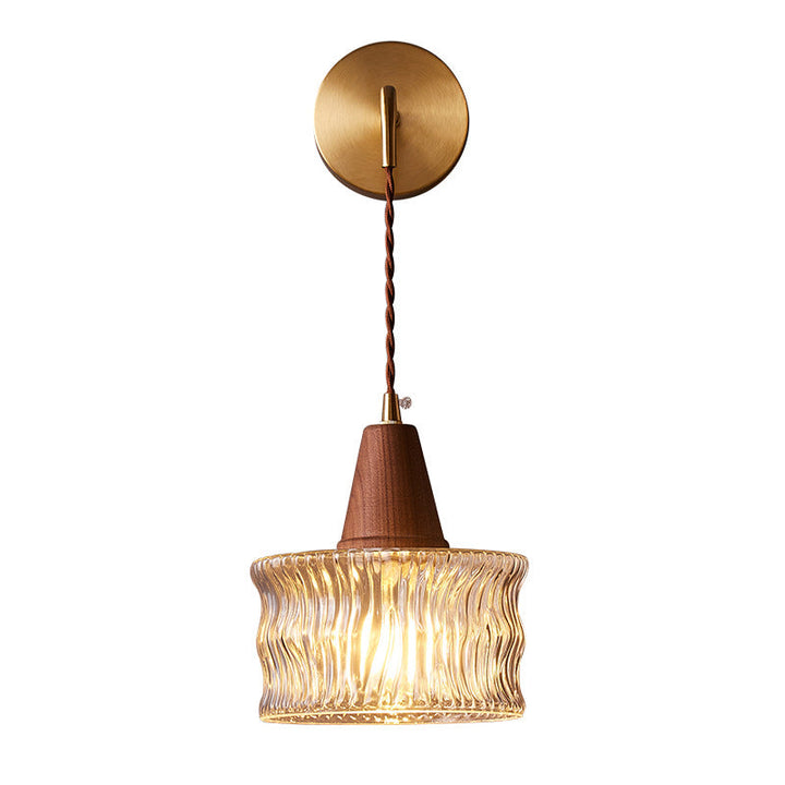 Traditional Cylinder Walnut Wall Sconce