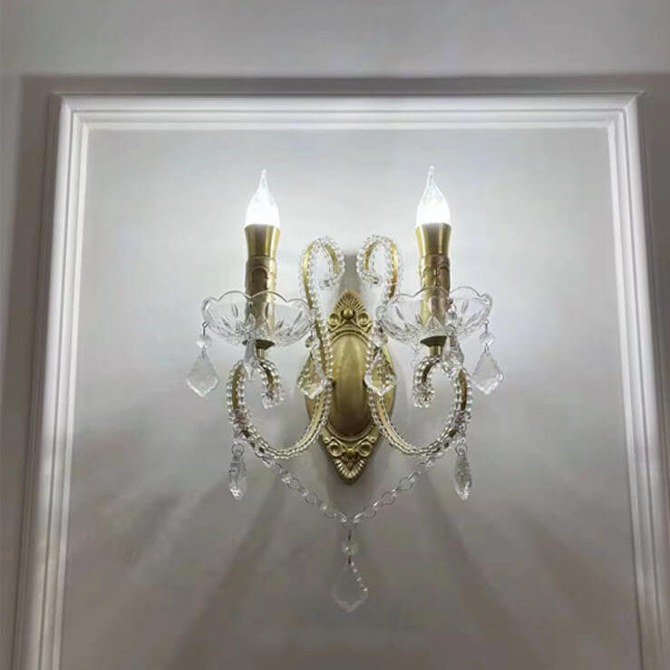 European Vintage Crystal 2-Light Wall Sconce