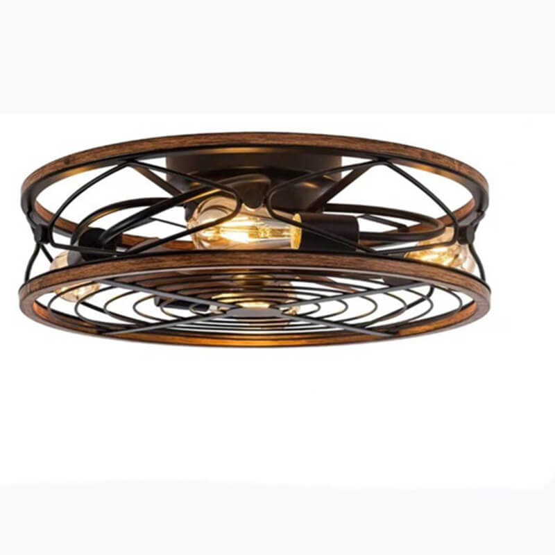 Industrial Cylinder Wrought Iron 4-Light Ceiling Fan Light