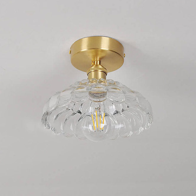 Vintage Dome Brass Semi-Flush Ceiling Light