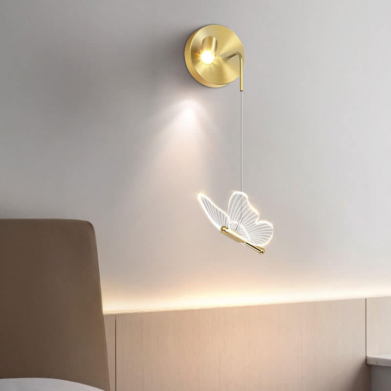 Contemporary Creative Iron Acrylic Butterfly Spotlight Design LED Wall Sconce Lamp for Living Room