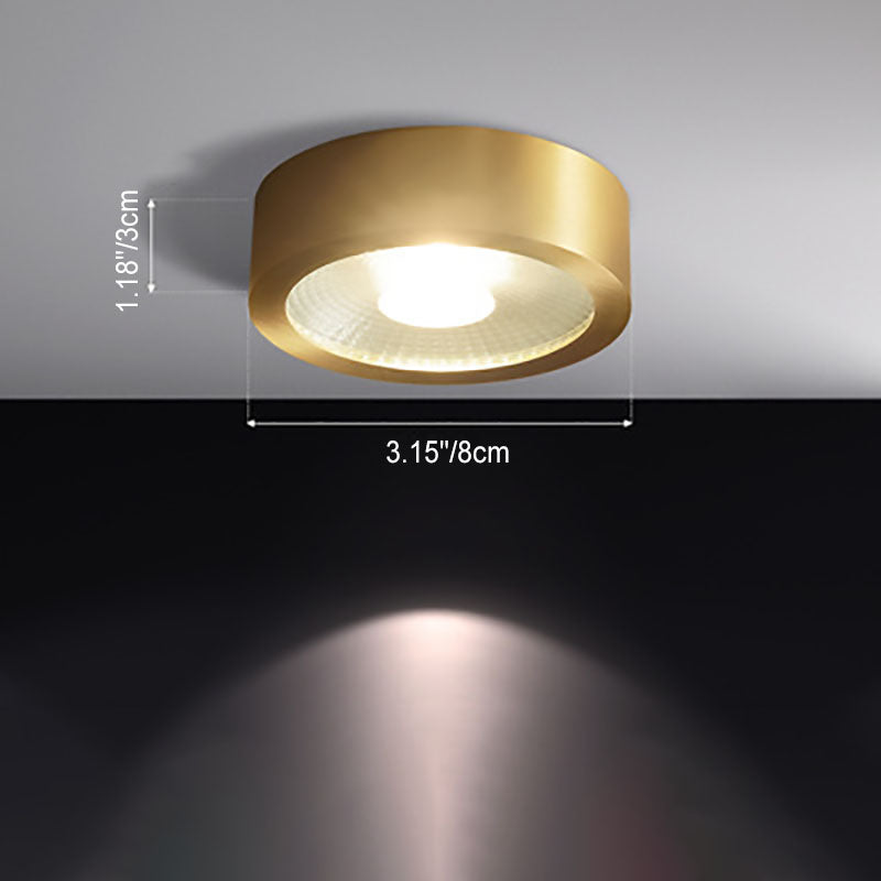Modern Cylindrical Brass LED Semi-Flush Ceiling Light