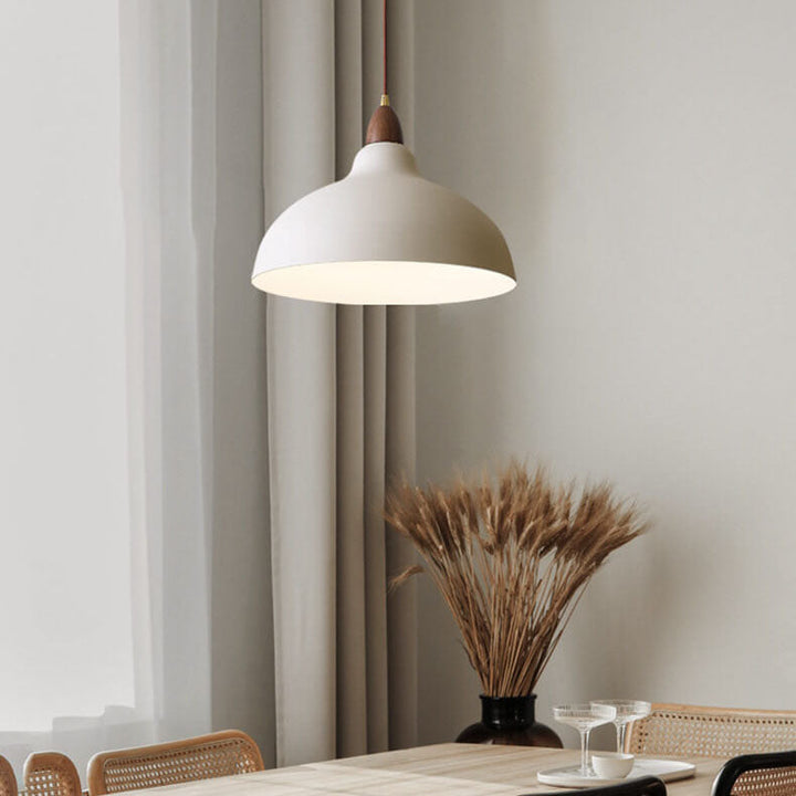 Simple Dome Solid Wood Pendant Light