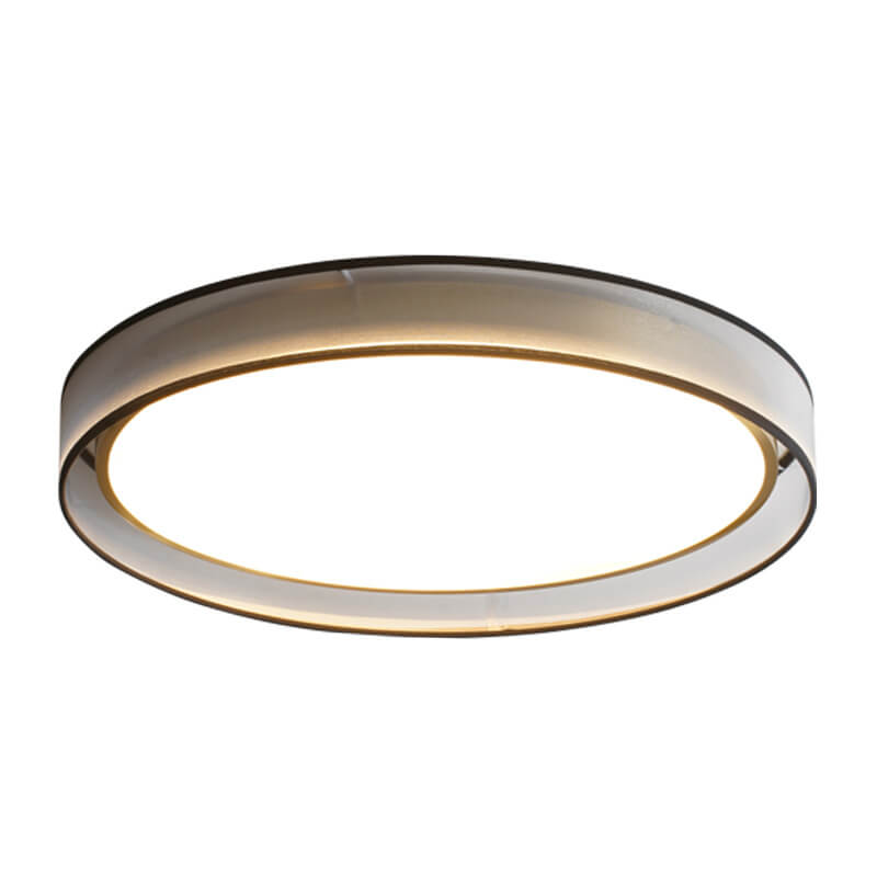 Contemporary Nordic Round Gauze Fabric Copper Acrylic LED Flush Mount Ceiling Light For Living Room & Bedroom