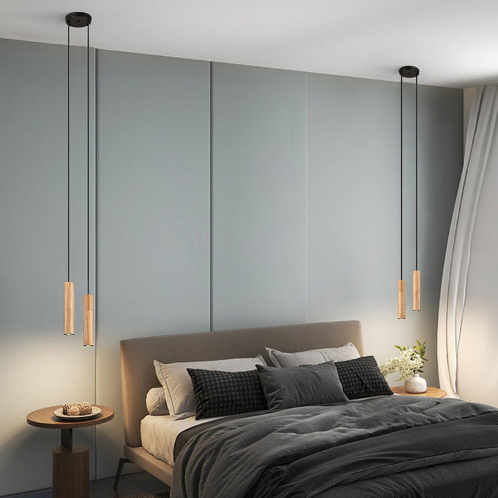 Minimalist Cylinder Wood LED Pendant Light