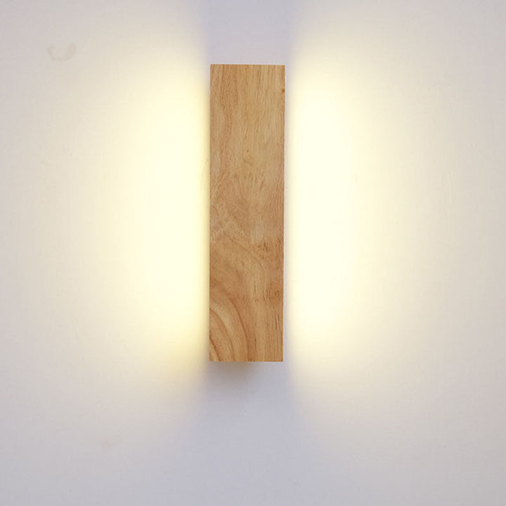 Contemporary Rectangular Solid Wood LED Wall Sconce