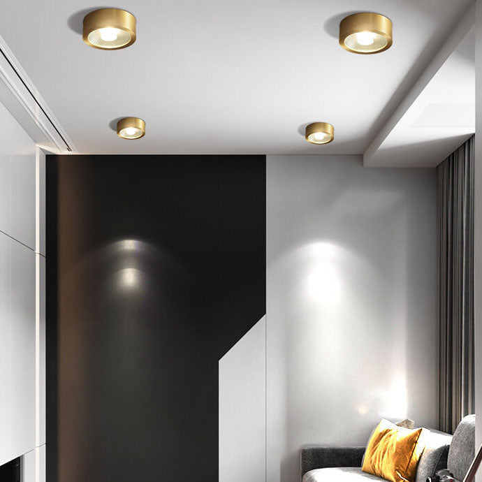Modern Round Copper LED Flush Mount Ceiling Light