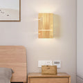 Modern Minimalist Wooden Square 2-Light Wall Sconce Lamp for Bedroom