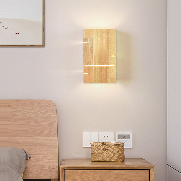 Minimalist Square Wooden 2-Light Wall Sconce