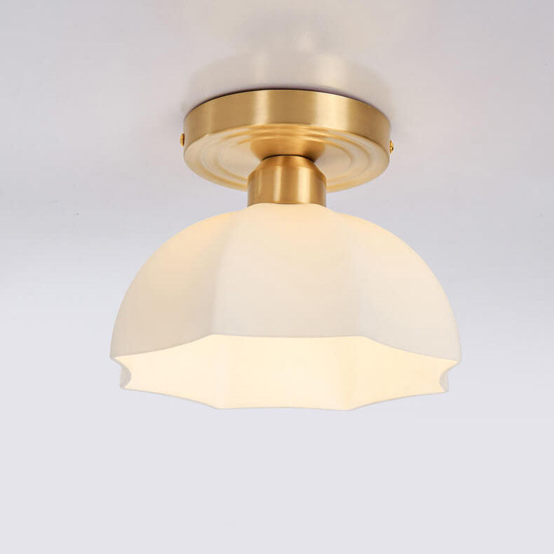 Japanese Vintage Dome Brass Semi-Flush Ceiling Light