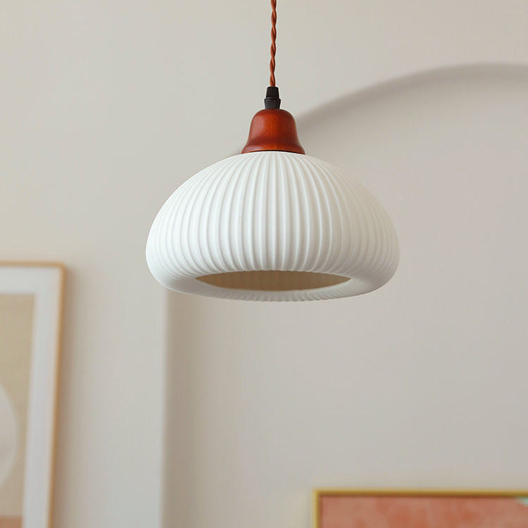 Traditional Round Solid Wood Pendant Light