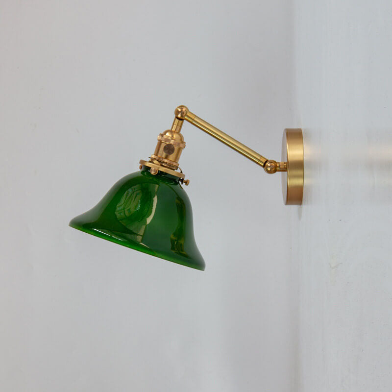 Traditional Vintage Round Glass Brass 1-Light Wall Sconce Lamp For Bedroom