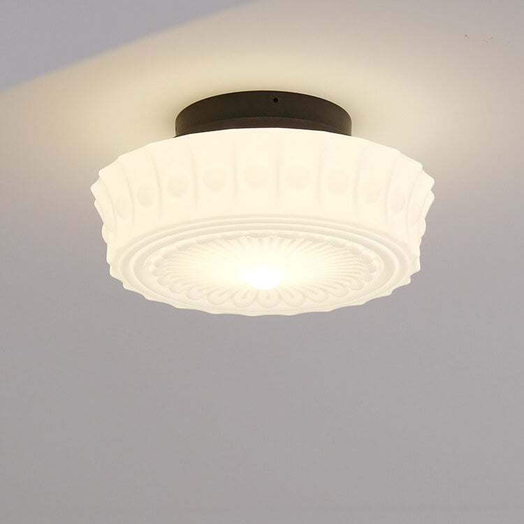 Traditional Round Glass LED Semi-Flush Ceiling Light
