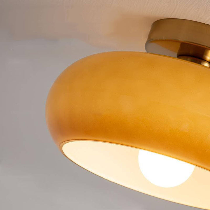 Modern Round Copper Flush Mount Ceiling Light