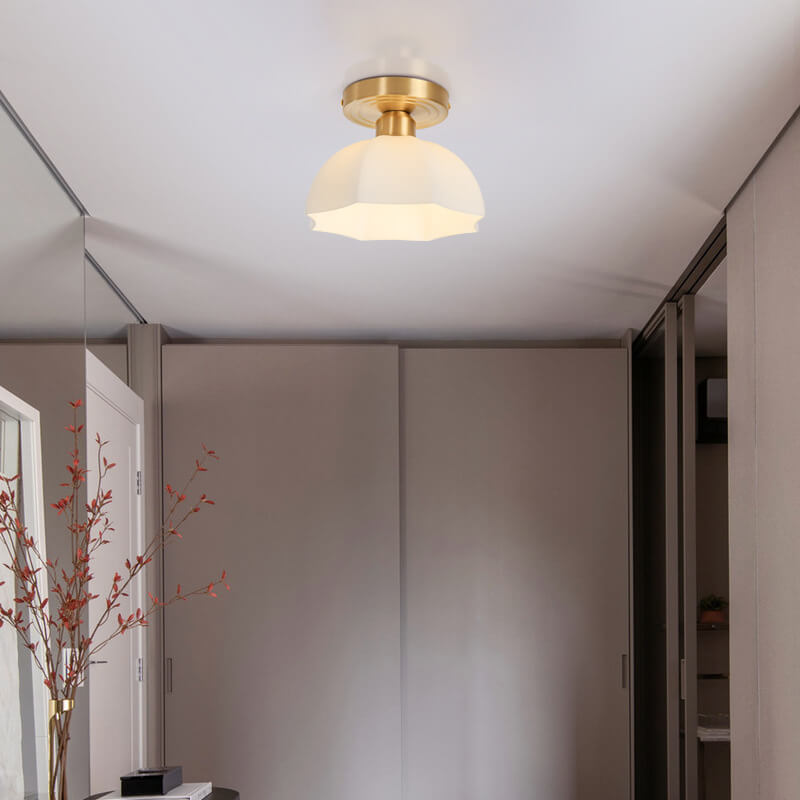 Japanese Vintage Dome Brass Semi-Flush Ceiling Light