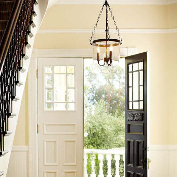 Traditional Round Glass 3-Light Chandelier