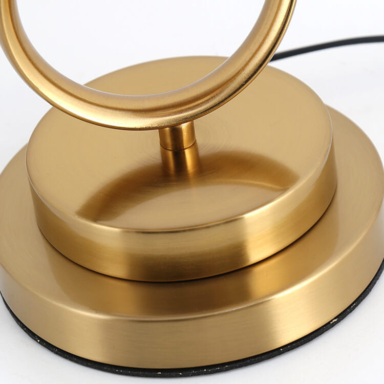 Modern Luxury Red Fabric Iron Knot Ring 1-Light Table Lamp For Bedroom