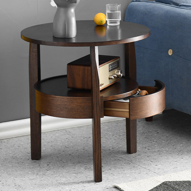 Contemporary Circular Wood End Table