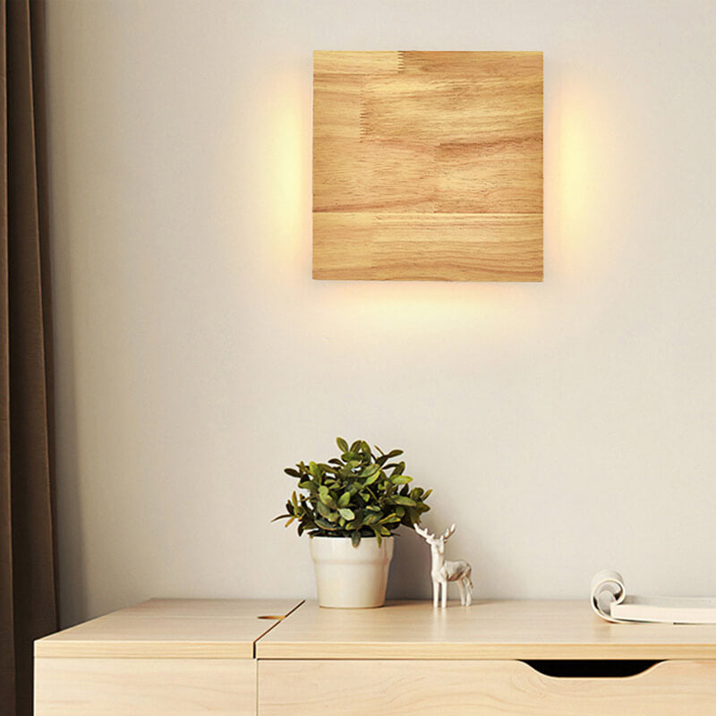 Wabi-Sabi Rectangular Wood LED Wall Sconce