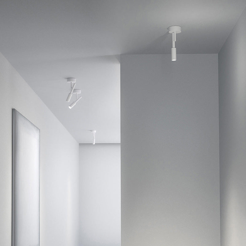 Modern Minimalist Iron Aluminum Spotlight Rotatable LED Semi-Flush Mount Ceiling Light For Living Room