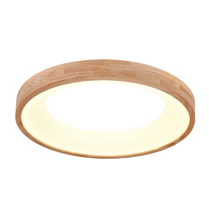 Minimalist Round Wood LED Flush Mount Ceiling Light